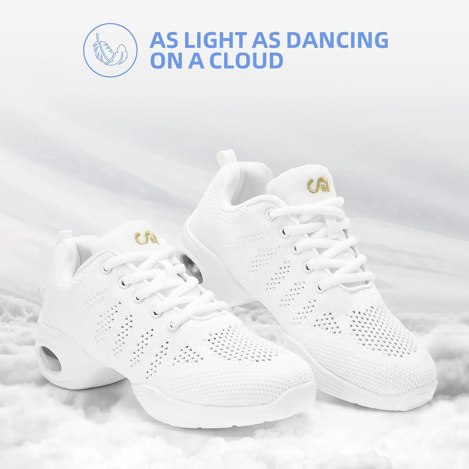 PPQ Women's Jazz Shoes Lace-up Sneakers Modern Dance Shoes Air Cushion Platform Walking Dance Shoes