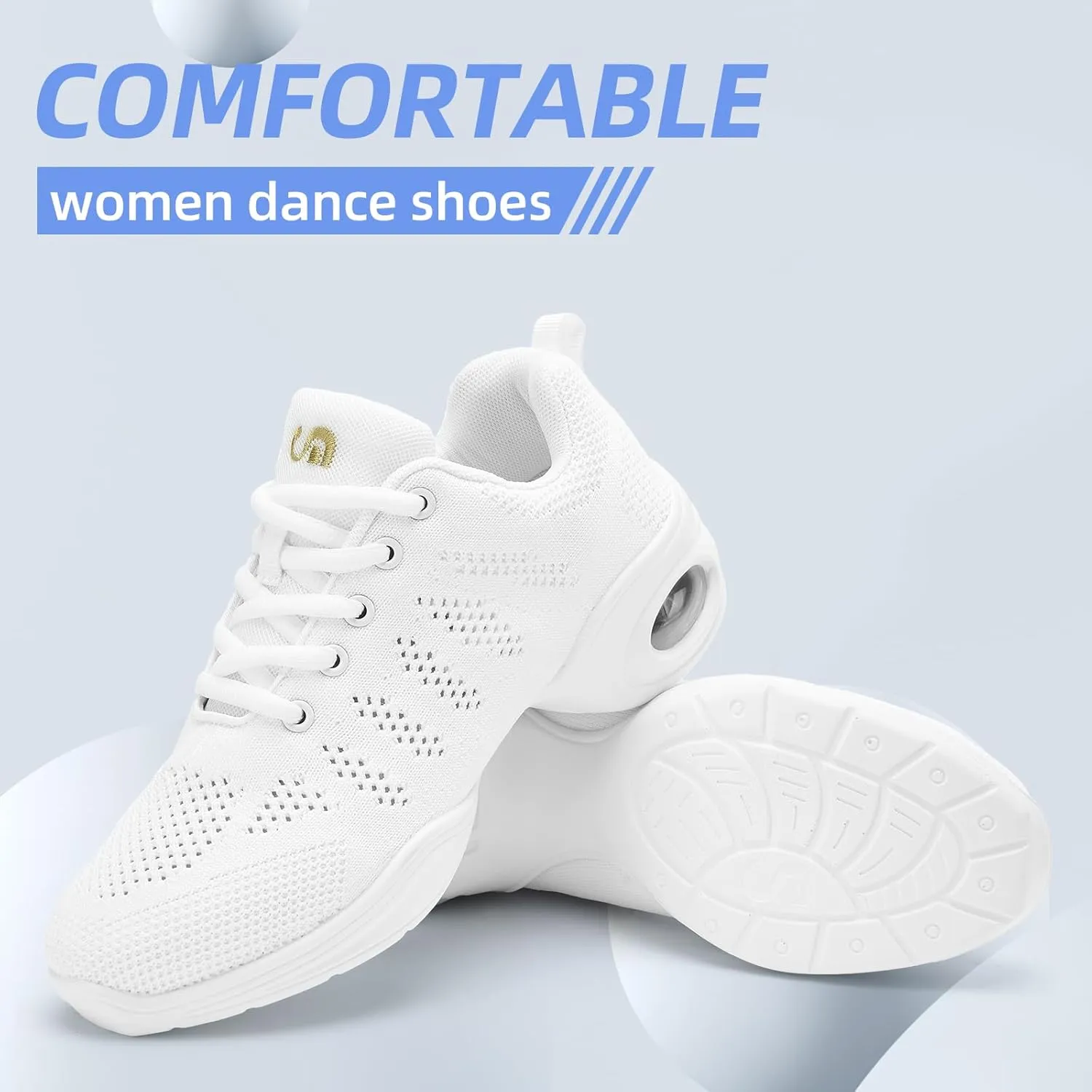 PPQ Women's Jazz Shoes Lace-up Sneakers Modern Dance Shoes Air Cushion Platform Walking Dance Shoes