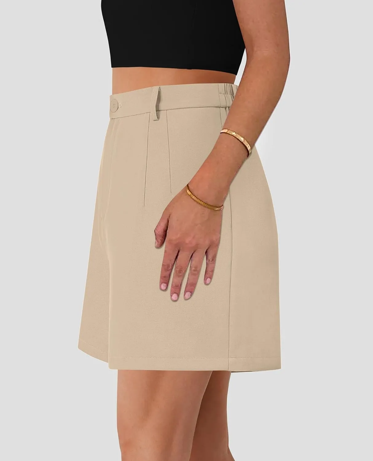 PRETTYGARDEN Shorts for Women Dressy 2025 Summer Elastic High Waisted Wide Leg Business Casual Work Shorts with Pockets
