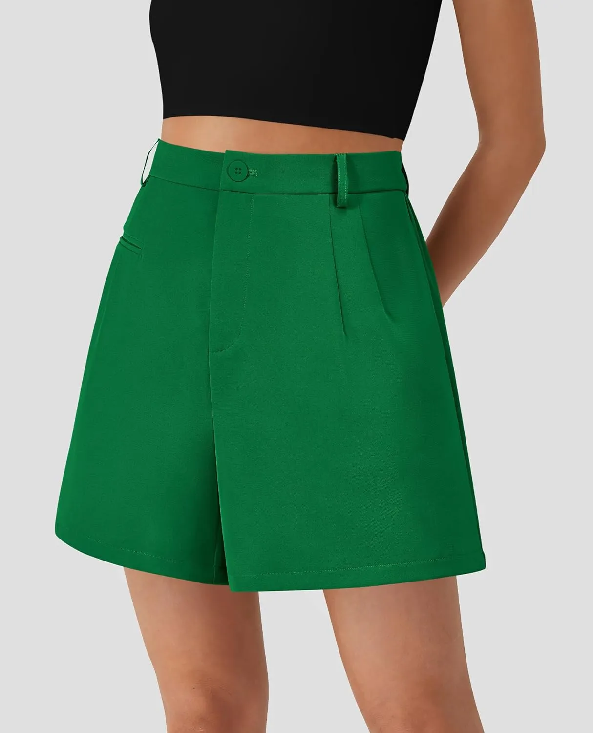 PRETTYGARDEN Shorts for Women Dressy 2025 Summer Elastic High Waisted Wide Leg Business Casual Work Shorts with Pockets