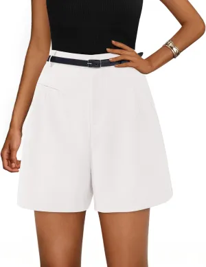 PRETTYGARDEN Shorts for Women Dressy 2025 Summer Elastic High Waisted Wide Leg Business Casual Work Shorts with Pockets