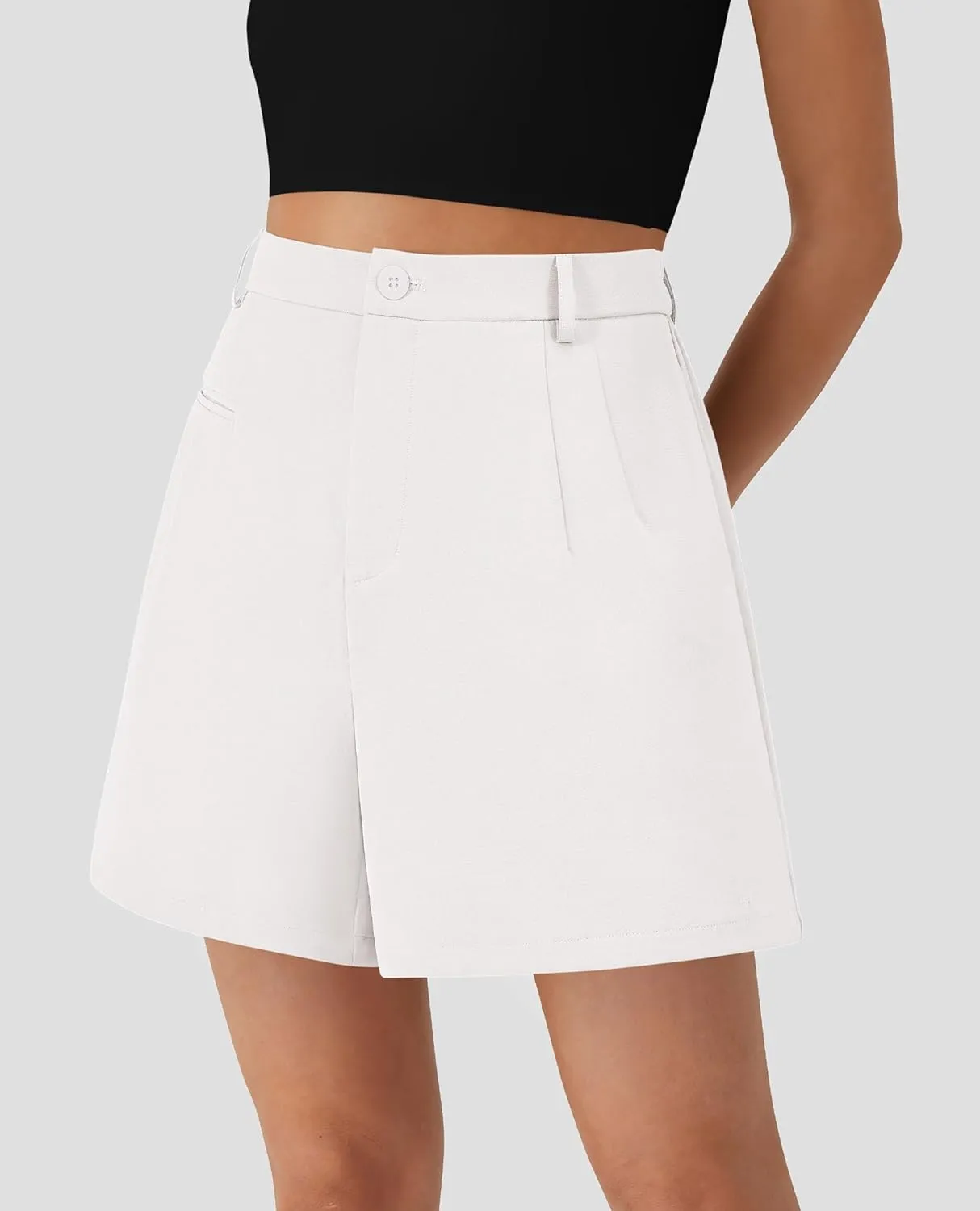 PRETTYGARDEN Shorts for Women Dressy 2025 Summer Elastic High Waisted Wide Leg Business Casual Work Shorts with Pockets
