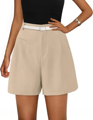 PRETTYGARDEN Shorts for Women Dressy 2025 Summer Elastic High Waisted Wide Leg Business Casual Work Shorts with Pockets