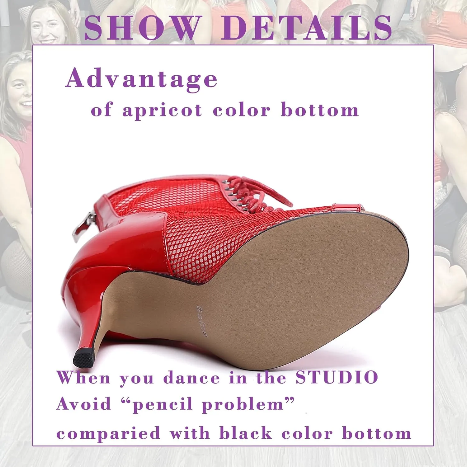 Professional Dancing Heels for Women's, Lace-Up Mesh Jazz Shoes,Zipper Peep Toe Booties,Pole Dance Boots