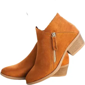 Purubylley Womens Wedge Ankle Boots Round Head Braided Fringe Western Heeled Fall Booties Dress Shoes,Winter Warm Fashionable Western Outdoor Short Boots with Zipper