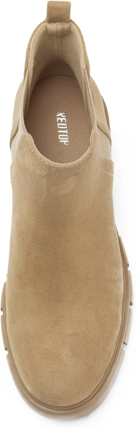 REDTOP Women's Chelsea Boots Elastic Chunky Block Heel Platform Lug Sole Ankle Booties
