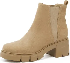 REDTOP Women's Chelsea Boots Elastic Chunky Block Heel Platform Lug Sole Ankle Booties