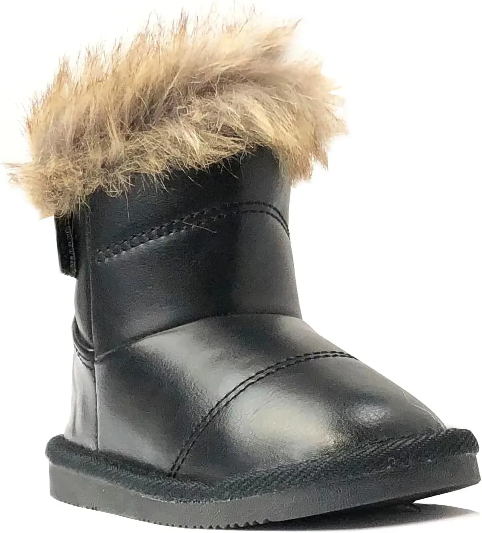 REDVOLUTION New Kids Classic Snow Boots Faux Leather Fashion Boots Outdoor Shoes(Toddler/Little Kid)