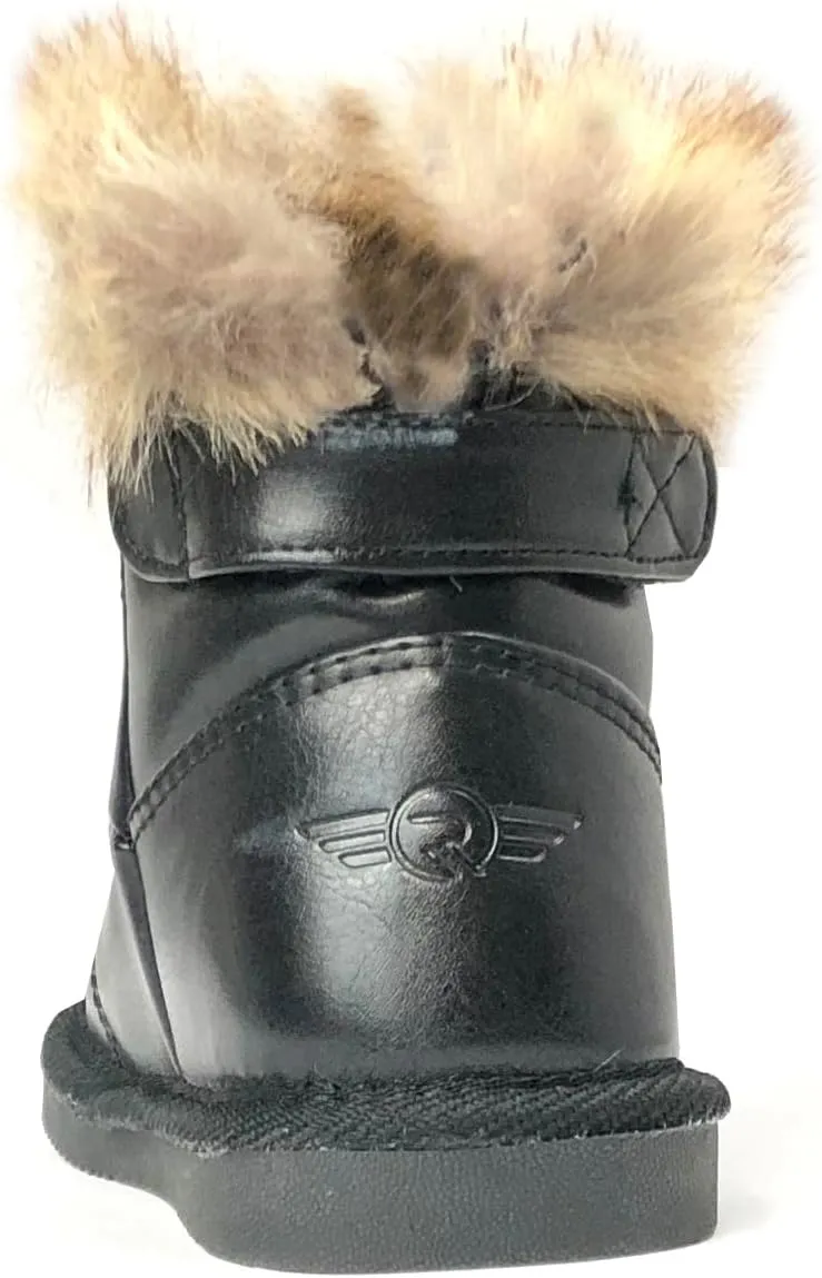 REDVOLUTION New Kids Classic Snow Boots Faux Leather Fashion Boots Outdoor Shoes(Toddler/Little Kid)