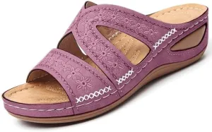 RiceelSor Women's Orthopedic Sandals with Arch Support - Slip-On Wedge Platform Summer Shoes, Non-Slip Beach Shoes & Breathable Design | All-Day Comfort