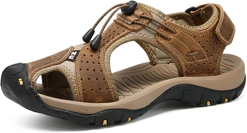Rojeam Mens Casual Walking Sandals Closed Toe Beach Shoes Sports Outdoor Sandals Summer Sandals for Hiking Trekking
