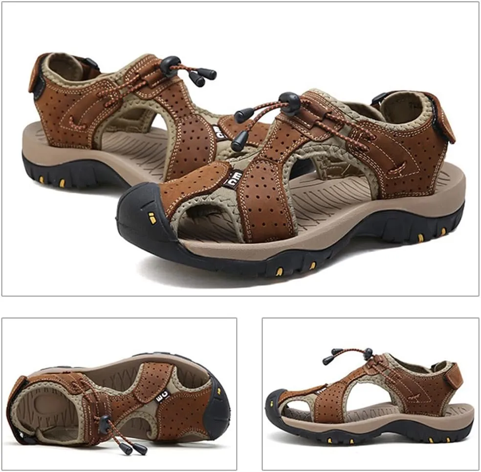 Rojeam Mens Casual Walking Sandals Closed Toe Beach Shoes Sports Outdoor Sandals Summer Sandals for Hiking Trekking