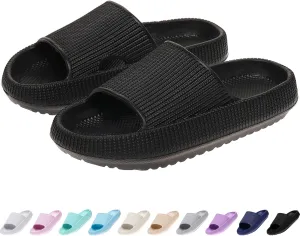rosyclo Cloud Slides for Kids, Toddler Pillow Slippers Shower Bathroom Non-Slip Open Toe Super Soft Comfy Thick Sole Cozy Boys Girls Home House Cloud Cushion Slide Sandals for Indoor Outdoor Shoes