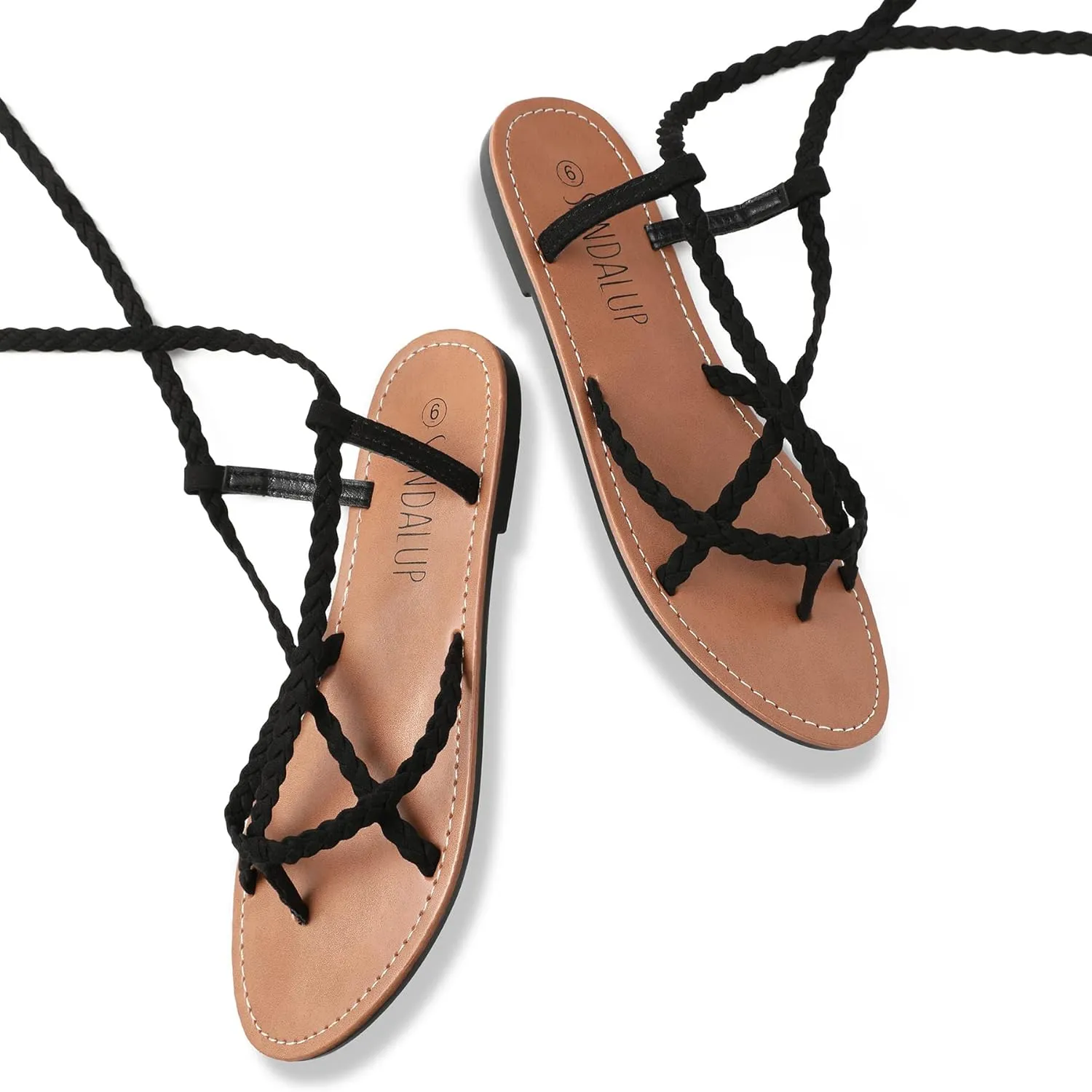 SANDALUP Women Braided Tie up Sandals