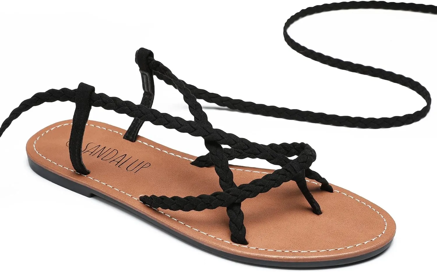 SANDALUP Women Braided Tie up Sandals