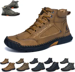 sawbehind mens boots,men's comfortable handmade leather boots, spacious toe box outdoor shoes,Boots Wide, Waterproof, Arch Support