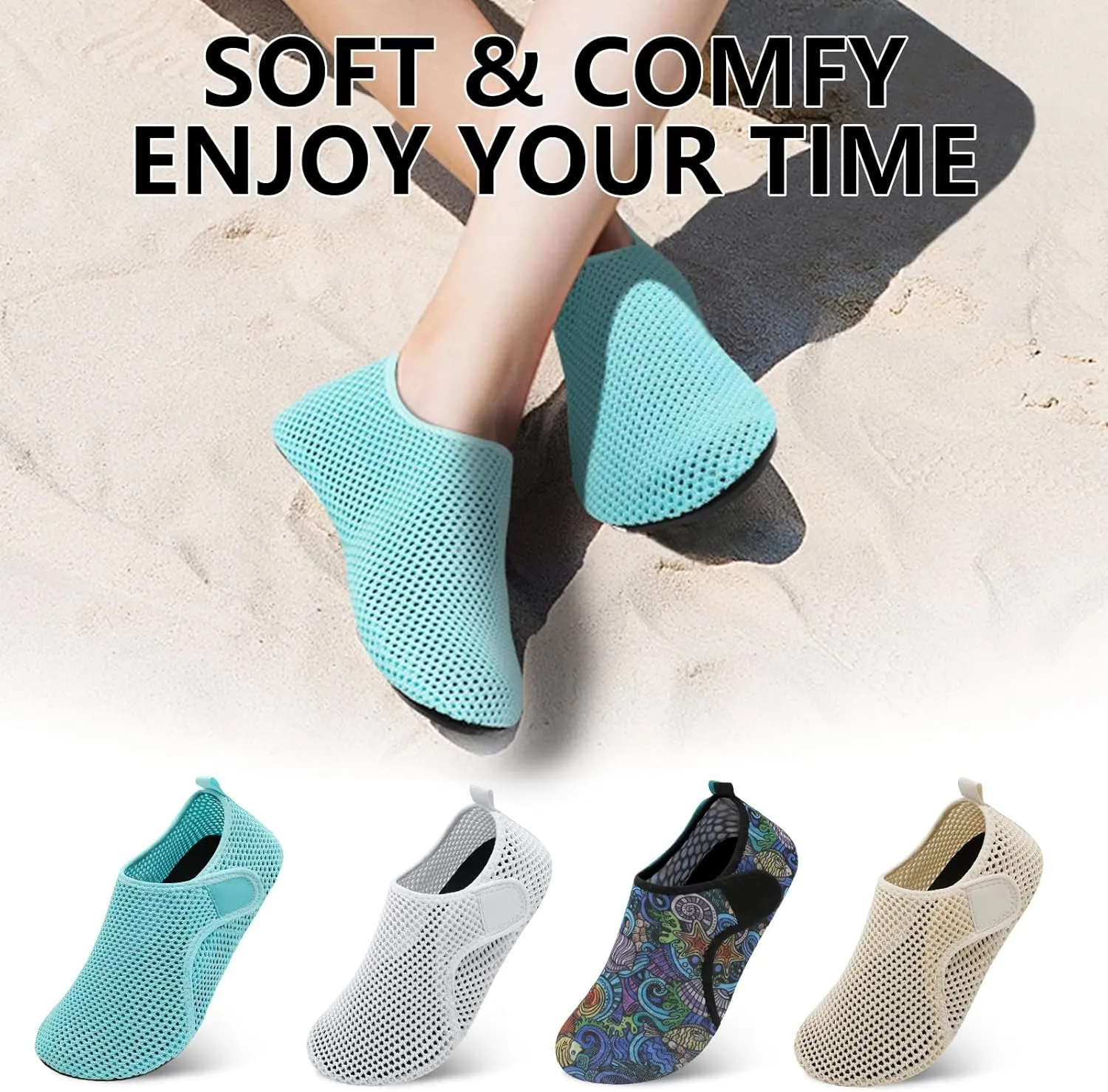 Scurtain Barefoot Water Shoes for Women Men Beach Swim Aqua Socks Summer Quick-Dry Sandals Slippers