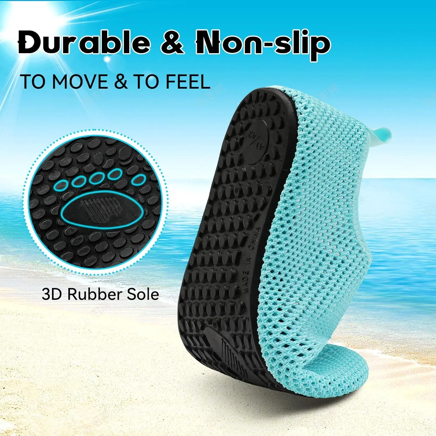 Scurtain Barefoot Water Shoes for Women Men Beach Swim Aqua Socks Summer Quick-Dry Sandals Slippers