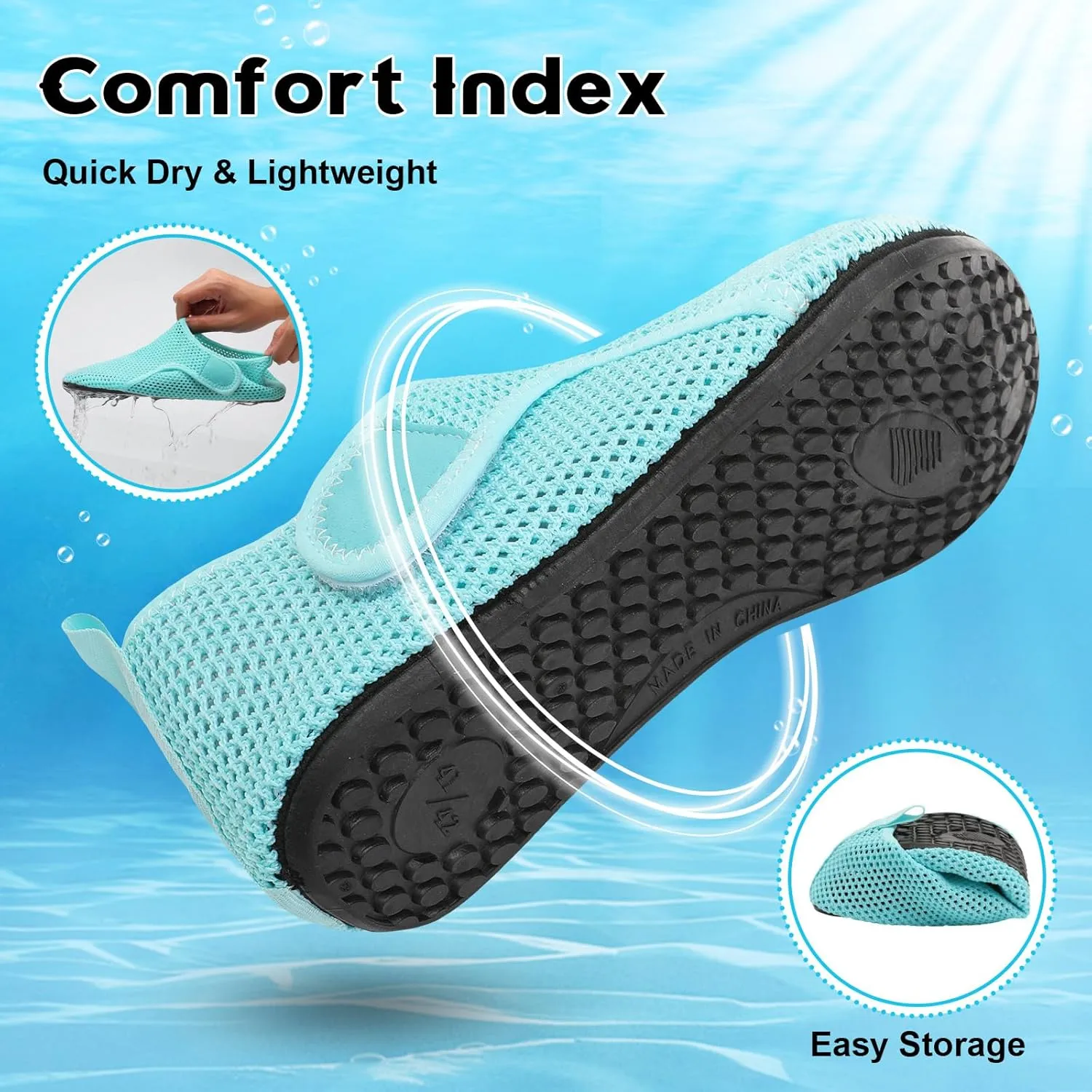 Scurtain Barefoot Water Shoes for Women Men Beach Swim Aqua Socks Summer Quick-Dry Sandals Slippers