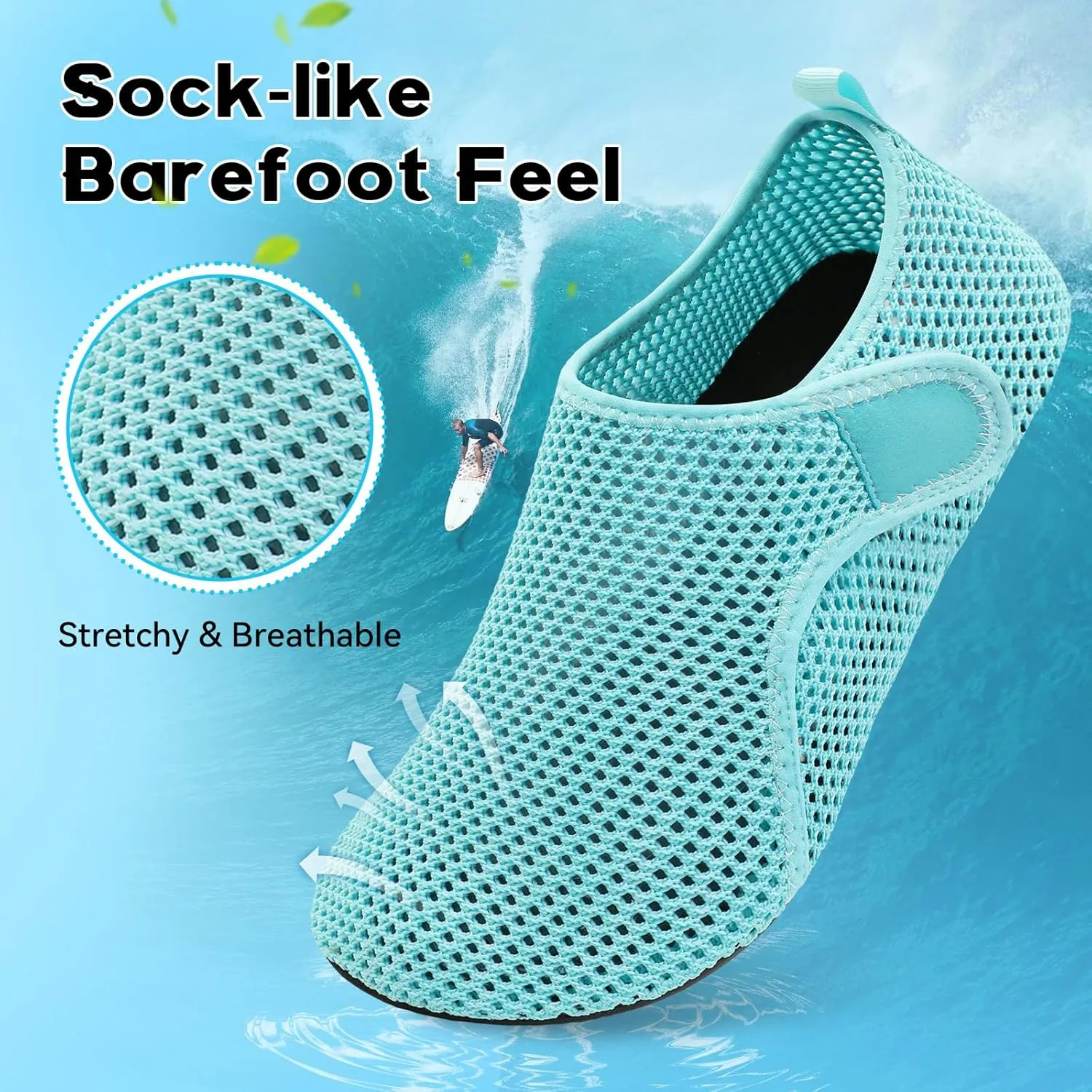 Scurtain Barefoot Water Shoes for Women Men Beach Swim Aqua Socks Summer Quick-Dry Sandals Slippers