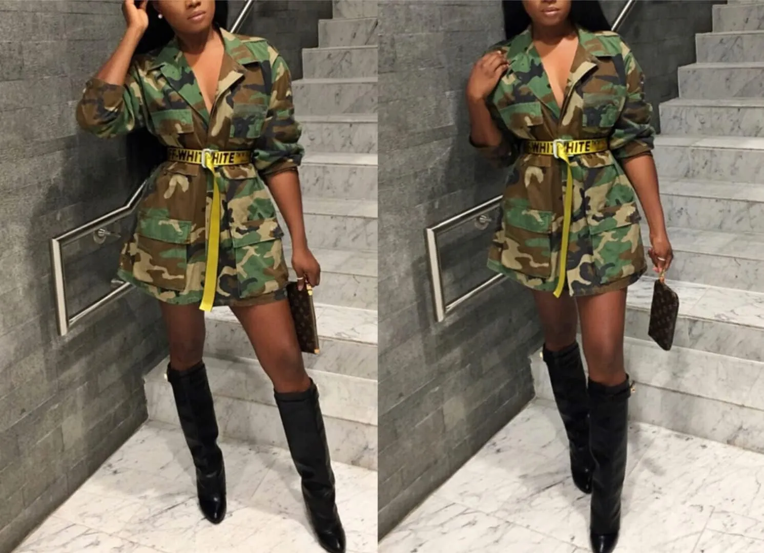 Sexy Camouflage Jacket for Women Army Fatigue Long Cargo Jackets Trench Coat Plus Size
