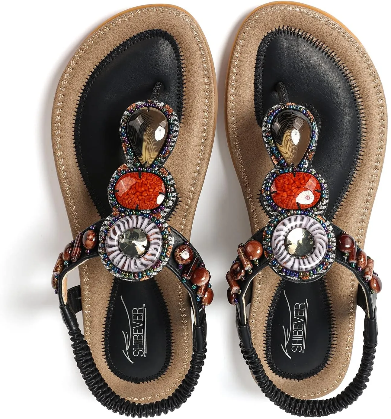 SHIBEVER Flat Sandals for Women Dressy: Summer Comfortable Dress Thong Flats Sandal
