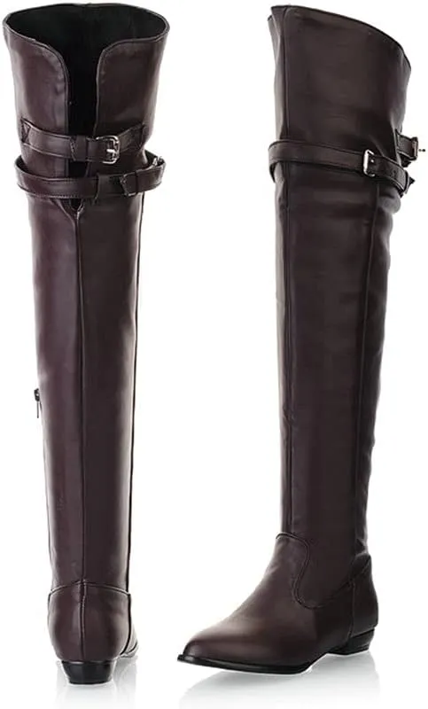 Shinelly Women Knee High Riding Boots Flat Over the Knee High Boots Low Heel