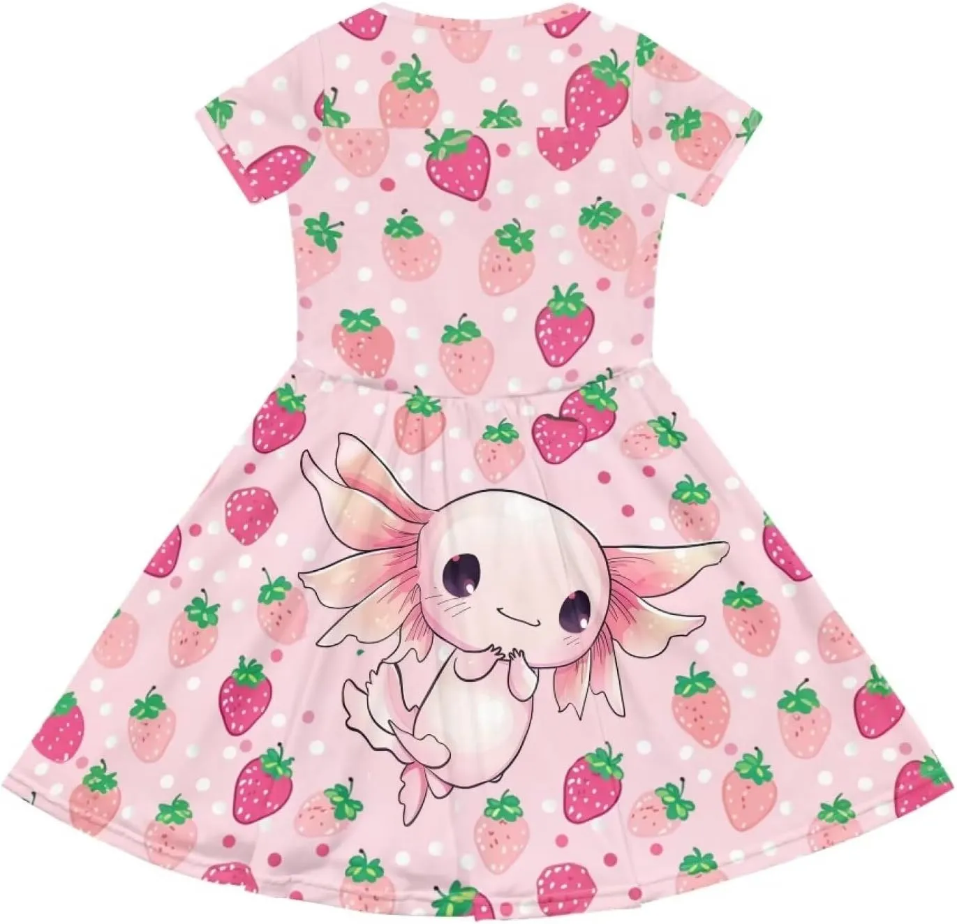 Short Sleeve Dresses for Girls School Dress with Pockets Twirly Skater Dress for 3-14 Years Old