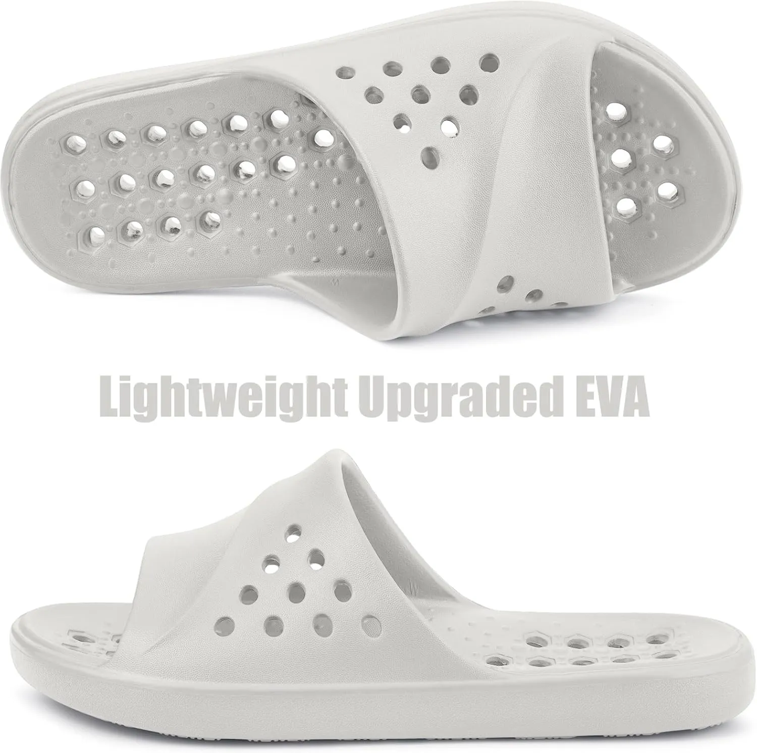 Shower Shoes for Womens Mens Massage Pool Slides with Arch Support Quick Drying Beach Sandals Non Slip Summer Bathroom Indoor House Slippers with Drain Holes