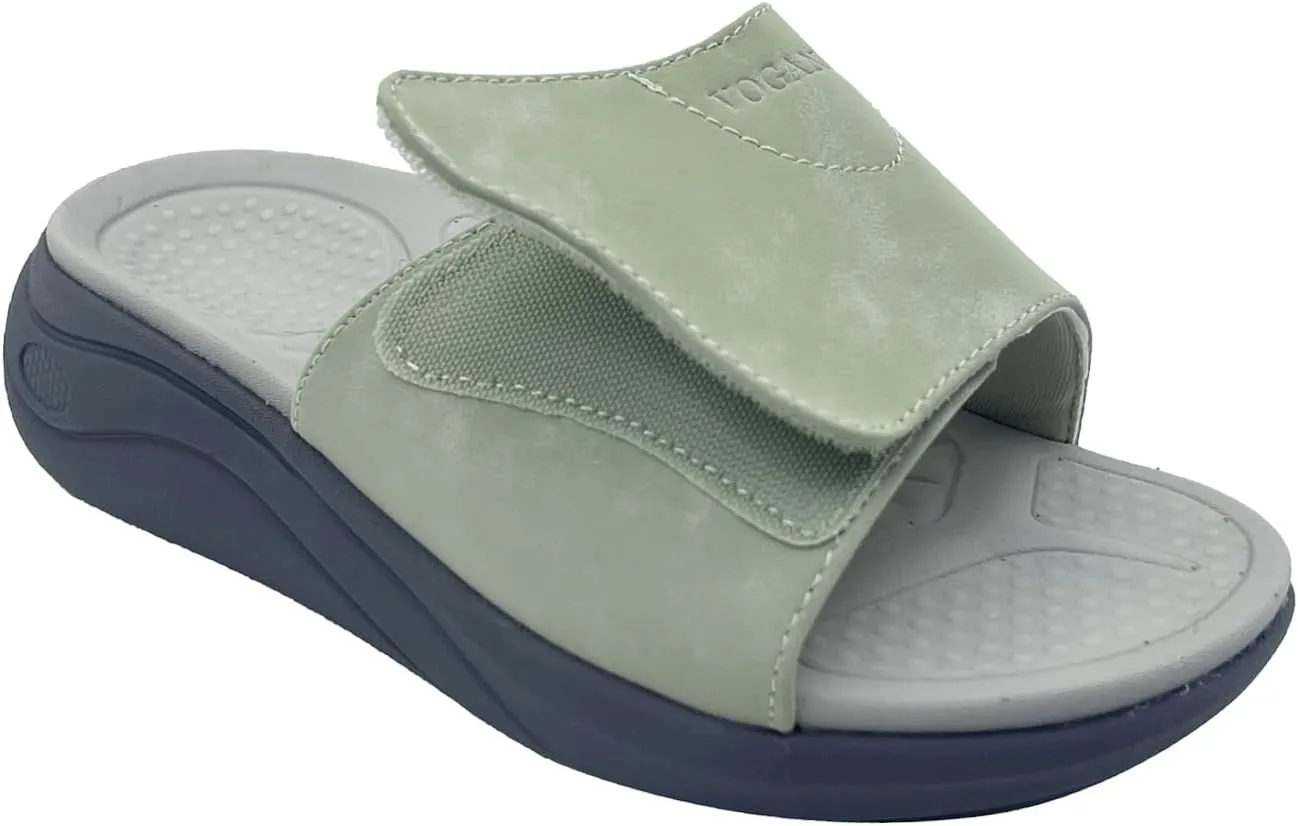 Slide Sandals for Women with Adjustable Width Arch Support Orthotic for Plantar Fasciitis Swollen Feet Pain Relief Neuropathy