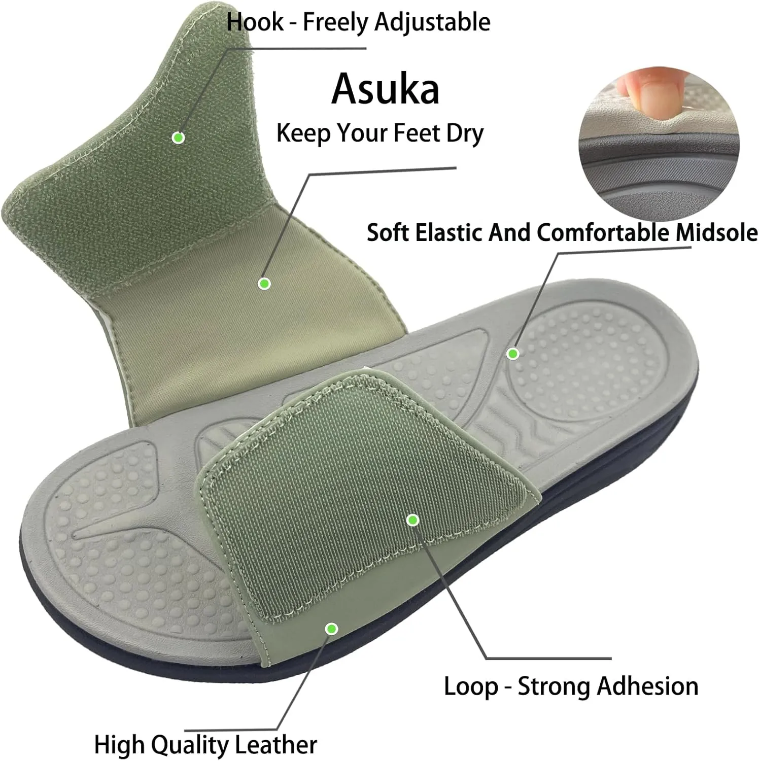 Slide Sandals for Women with Adjustable Width Arch Support Orthotic for Plantar Fasciitis Swollen Feet Pain Relief Neuropathy