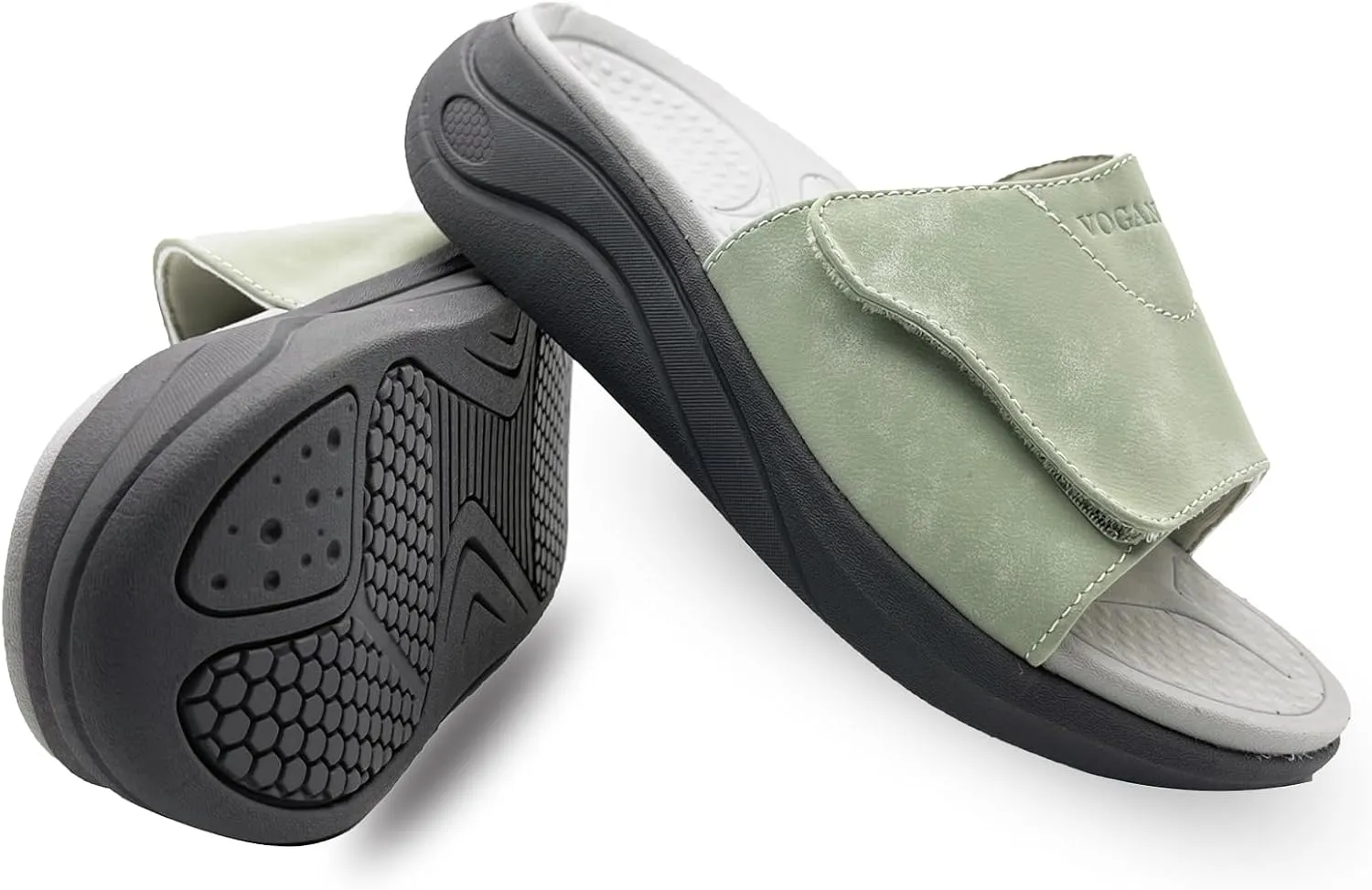 Slide Sandals for Women with Adjustable Width Arch Support Orthotic for Plantar Fasciitis Swollen Feet Pain Relief Neuropathy