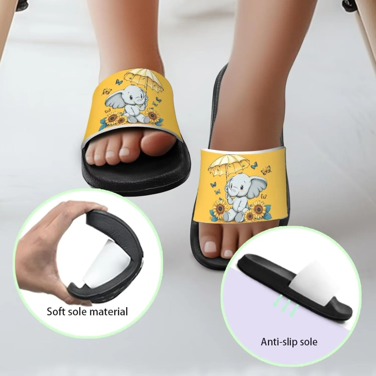 Slides for Kids Beach Water Shoes Non-Slip Quick-Dry Sandals for Girls Boys