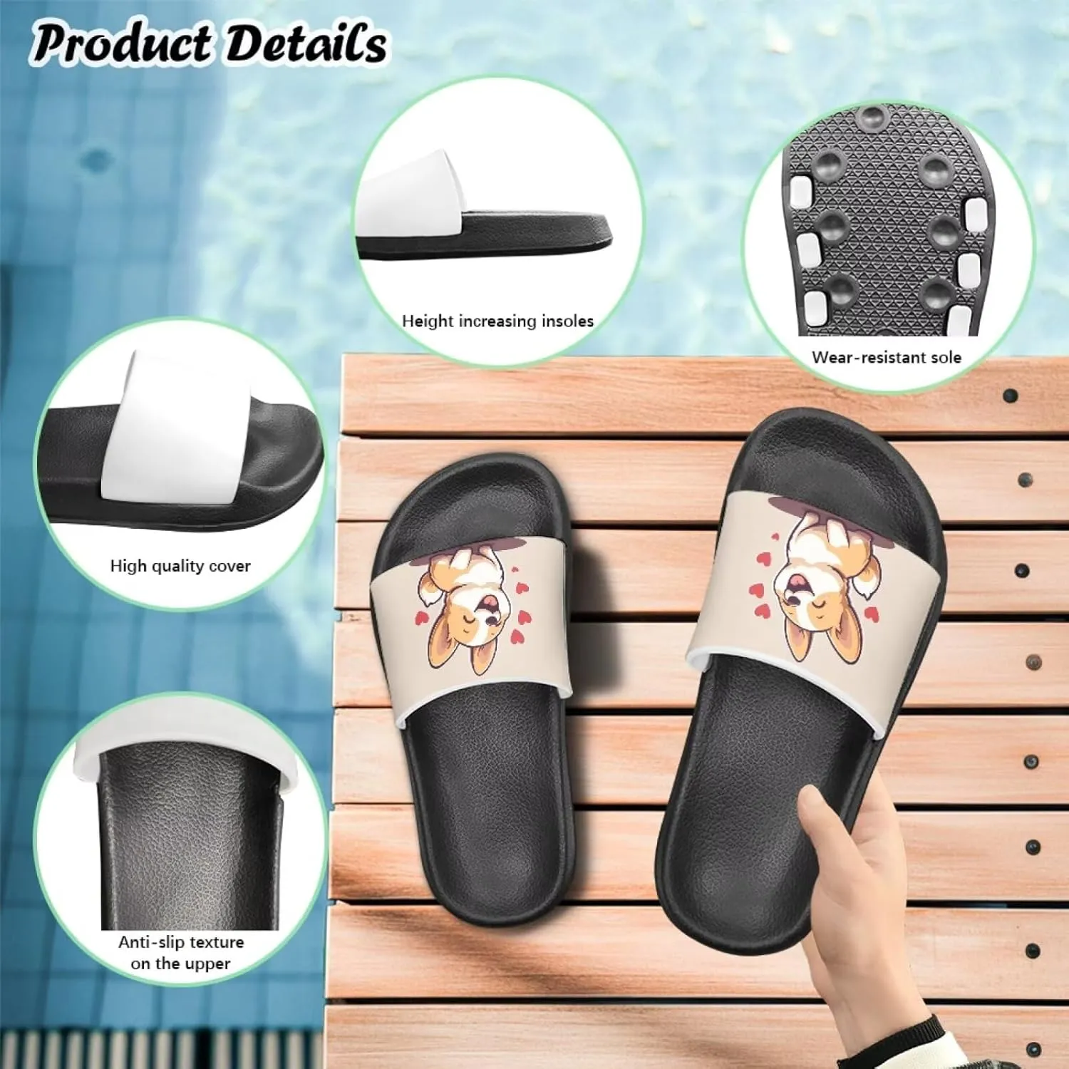 Slides for Kids Beach Water Shoes Non-Slip Quick-Dry Sandals for Girls Boys