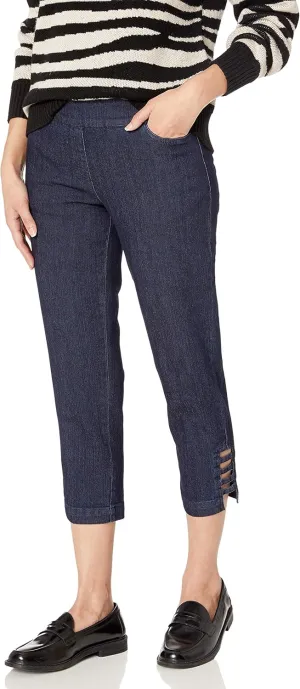 SLIM-SATION Women's Pull on Solid Crop with Real Front & Back Pockets & Straps