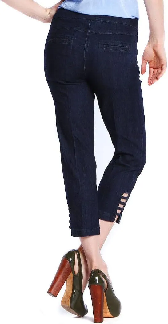 SLIM-SATION Women's Pull on Solid Crop with Real Front & Back Pockets & Straps