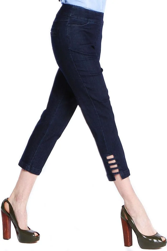 SLIM-SATION Women's Pull on Solid Crop with Real Front & Back Pockets & Straps