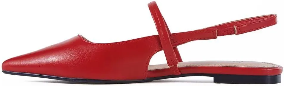 Slingback Flats for Women, Pointed Toe Women's Flats Square Topline Slip On for Fashion Dressy Date Comfort Casual Office Shoes for Women