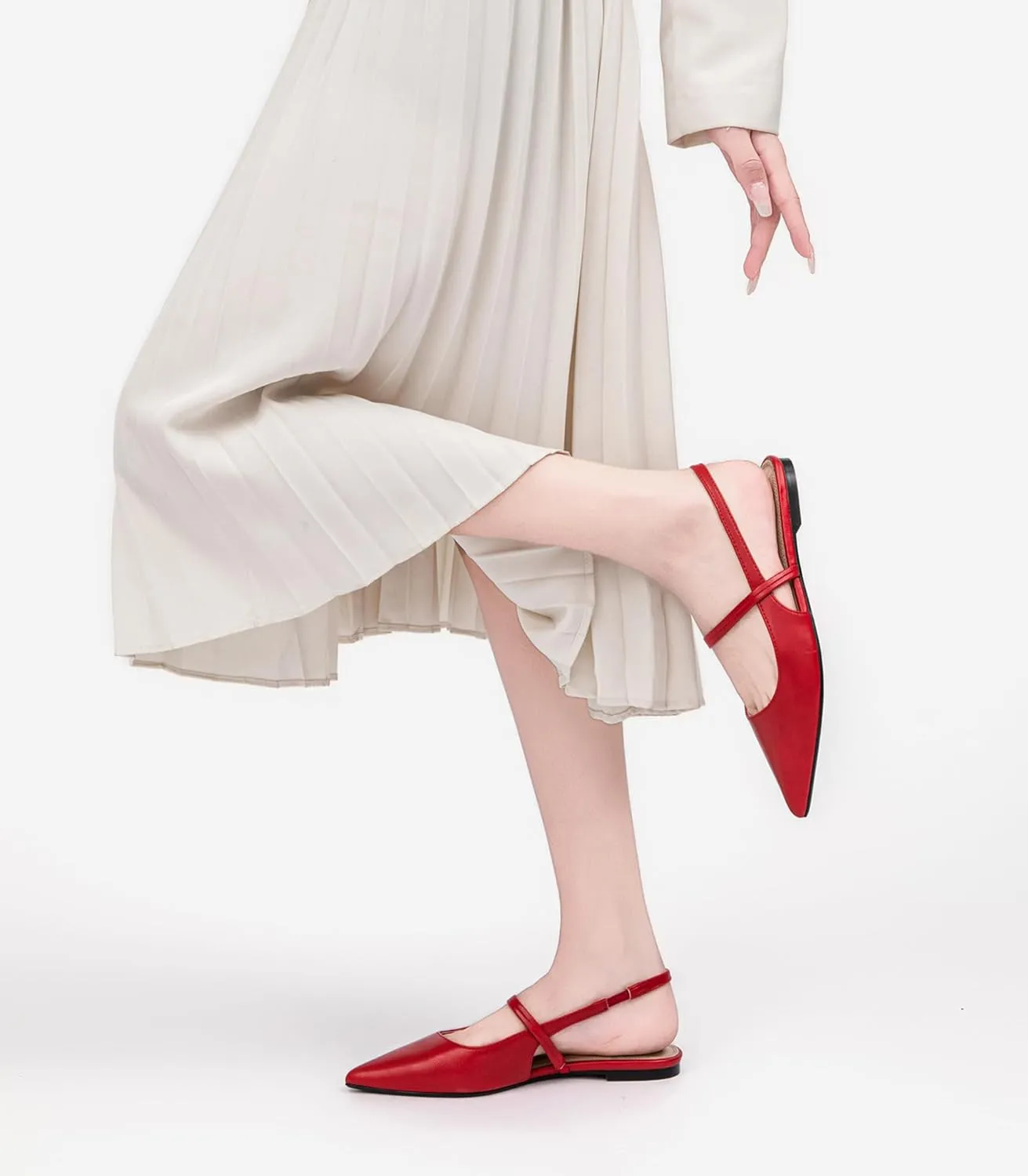 Slingback Flats for Women, Pointed Toe Women's Flats Square Topline Slip On for Fashion Dressy Date Comfort Casual Office Shoes for Women