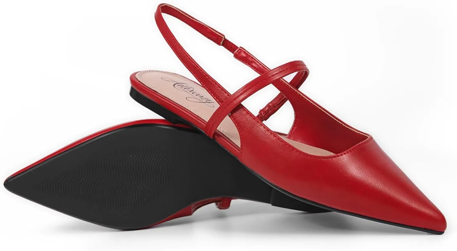 Slingback Flats for Women, Pointed Toe Women's Flats Square Topline Slip On for Fashion Dressy Date Comfort Casual Office Shoes for Women