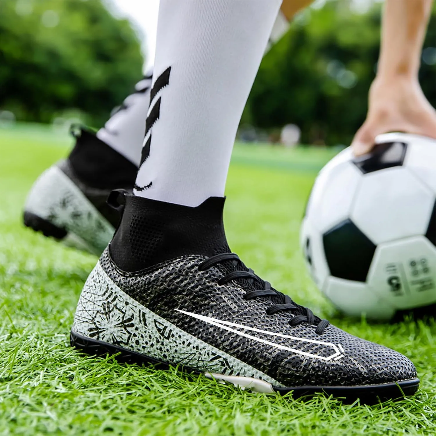 Soccer Cleats Mens Womens Turf Soccer Shoes Indoor Unisex AG TF Football Boots Adult Youth Wide Training Shoes Outdoor