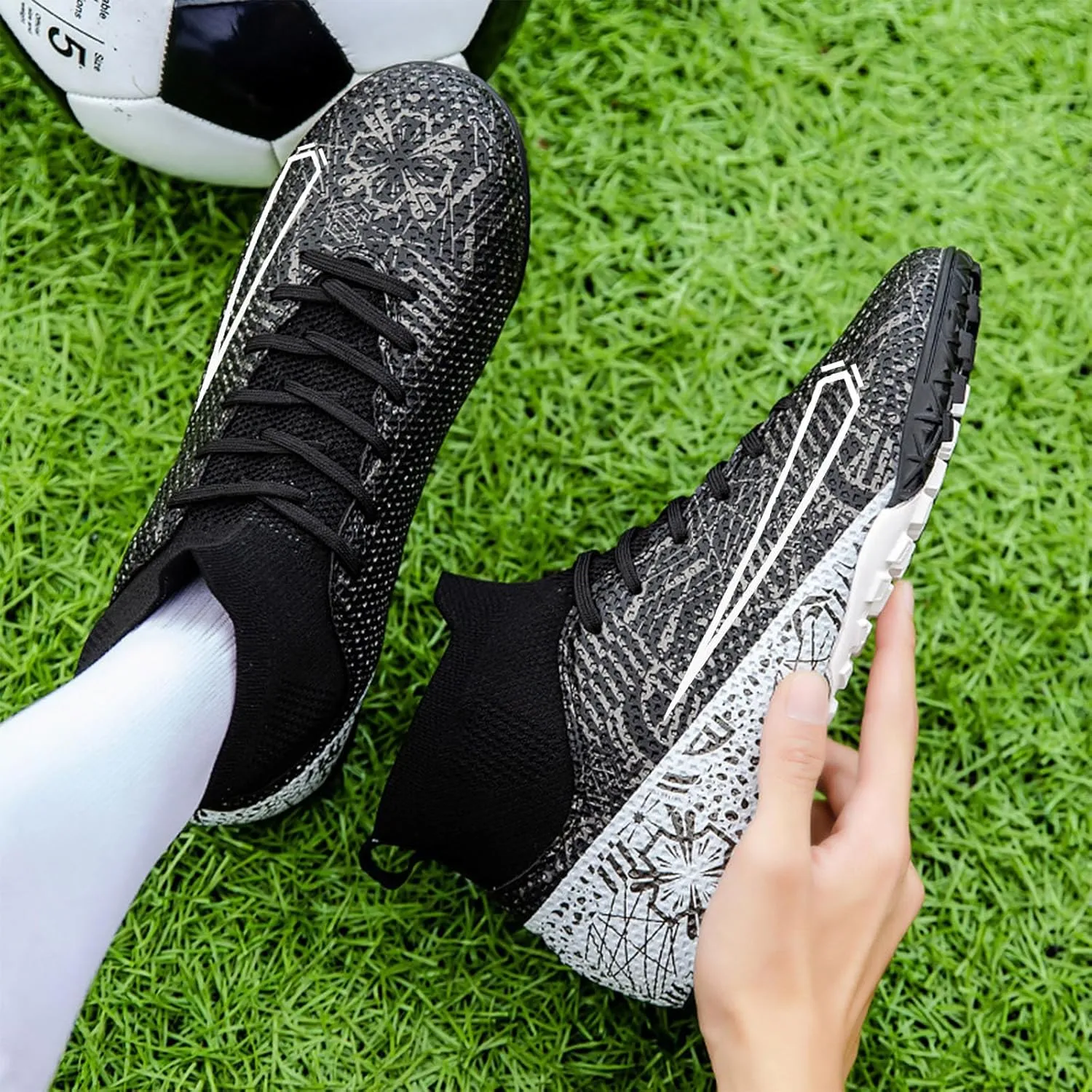 Soccer Cleats Mens Womens Turf Soccer Shoes Indoor Unisex AG TF Football Boots Adult Youth Wide Training Shoes Outdoor