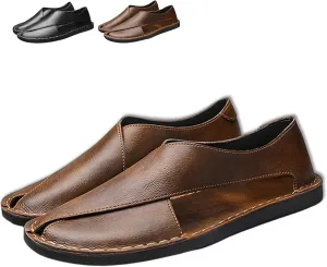 Soulario Leather Sandals for Men | Mens Dress Sandals | Brown Black Leather Slippers Summer | 2025 New Cross Sandal