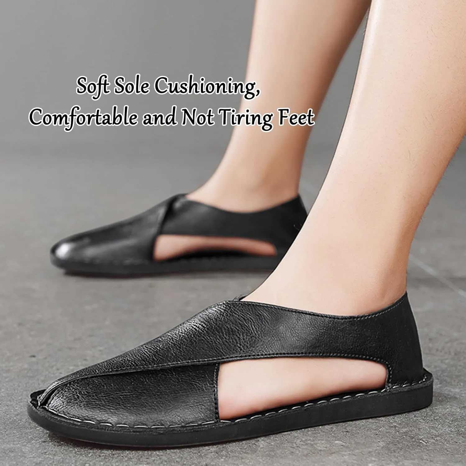 Soulario Leather Sandals for Men | Mens Dress Sandals | Brown Black Leather Slippers Summer | 2025 New Cross Sandal