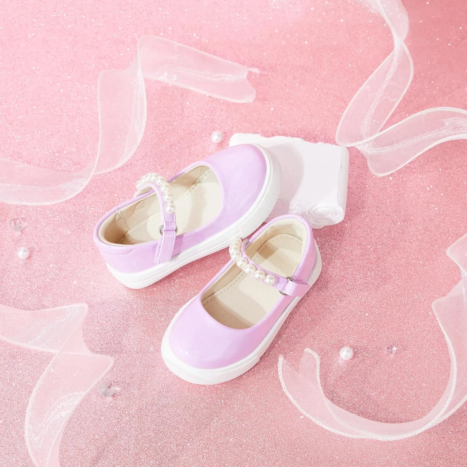 Sparkly Sneakers for Girls 3-12 Years Slip-On Comfort Fit Casual Princess Shoes