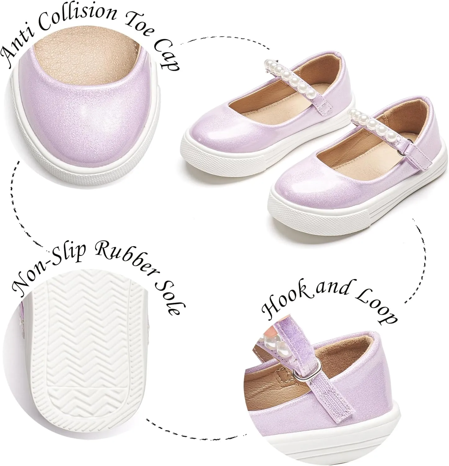 Sparkly Sneakers for Girls 3-12 Years Slip-On Comfort Fit Casual Princess Shoes