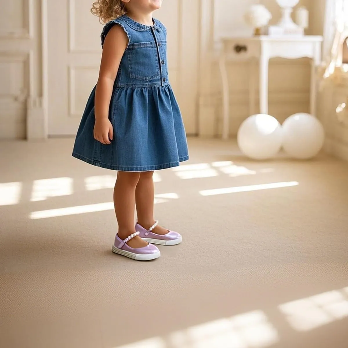Sparkly Sneakers for Girls 3-12 Years Slip-On Comfort Fit Casual Princess Shoes