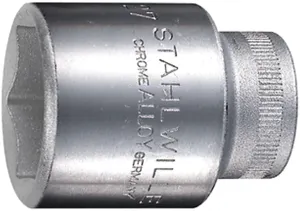 Stahlwille 3030027 52 Socket, 27mm Size, Hexagon AS-drive, 1/2” (12.5mm) Drive Square, 45mm Length, Thin-Walled for Tight Spaces, Made of High-Performance Steel & Chrome-plated, Made in Germany