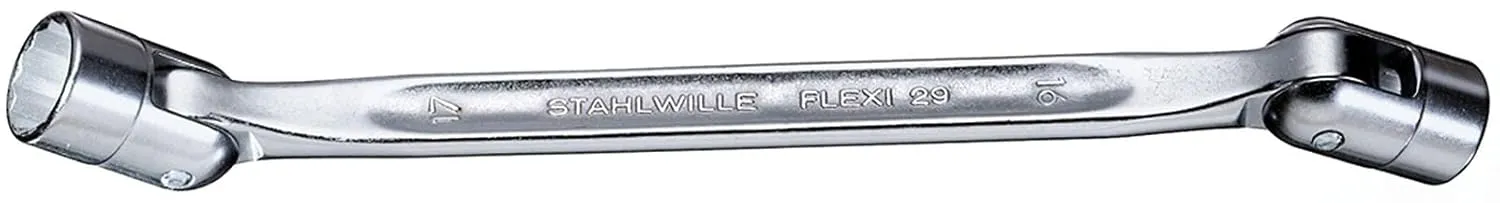 Stahlwille 43011013 Double Ended Flexi-Joint Spanners, Made of Chrome Alloy Steel, Chrome Plated for Corrosion Resistance, Bi-Hexagon w/Anti-Slip Drive, Strong & Durable, Size 10 x 13 mm, L. 230.5 mm