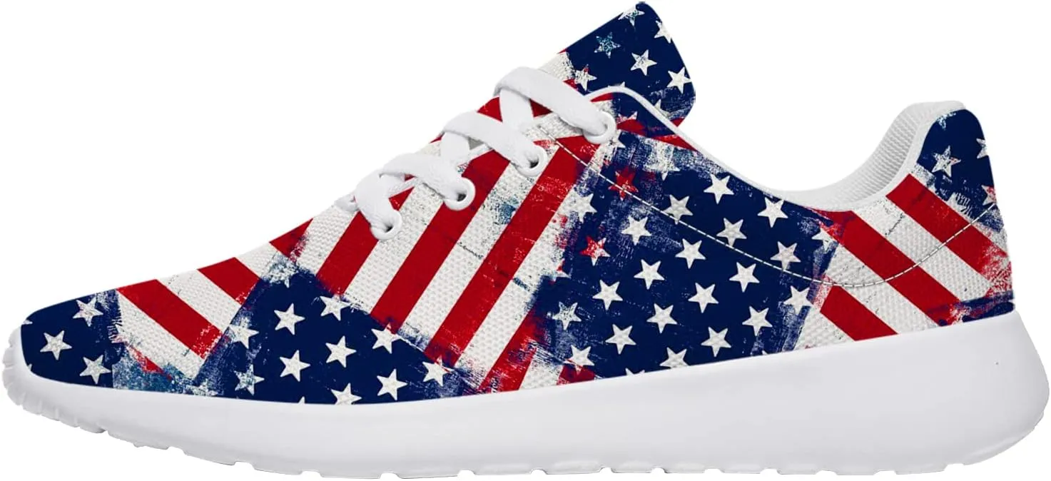 Stars and Stripes US Flag Womens Mens Tennis Shoes Patriotic American Flag Sneakers Running Shoes Gifts for Independence Day,US Size 8 Women/6 Men